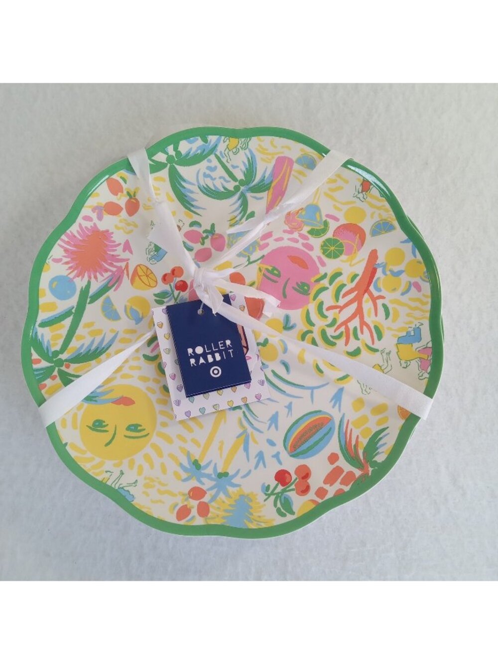 Roller Rabbit for Target Melamine Dinner Plates Set of 4 Scalloped Tropical New
